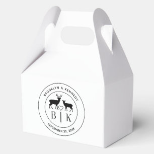 Deer Monogram Rustic Country Wedding Couple Name Favor Boxes