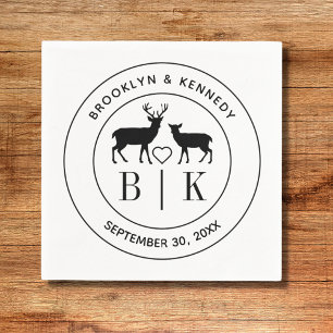 Deer Monogram Rustic Country Wedding Couple Name Napkins