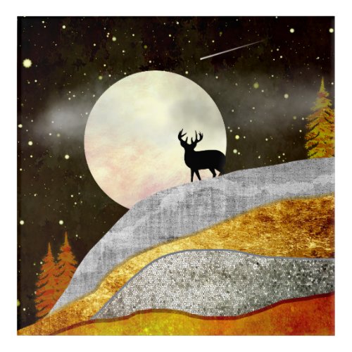 Deer Moon Landscape Acrylic Print