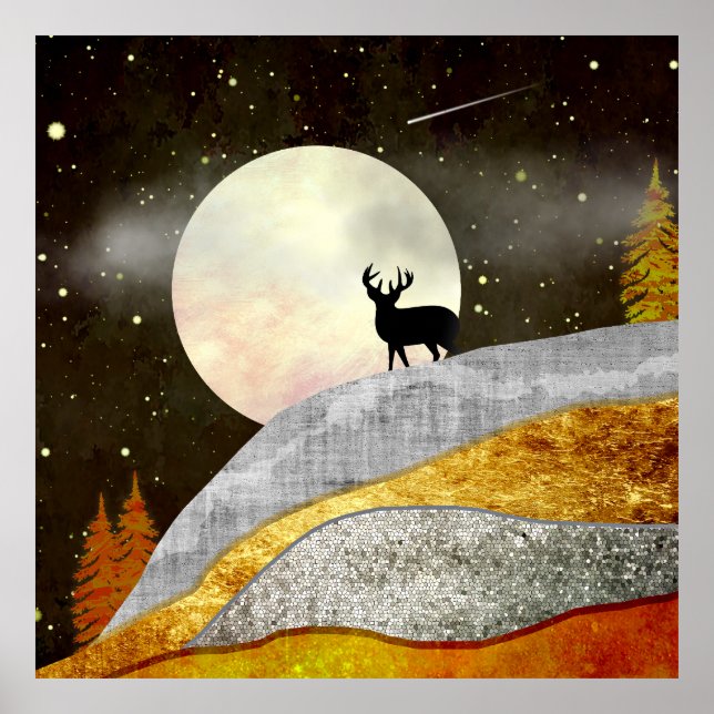 Deer Moon Landscape Poster (Front)