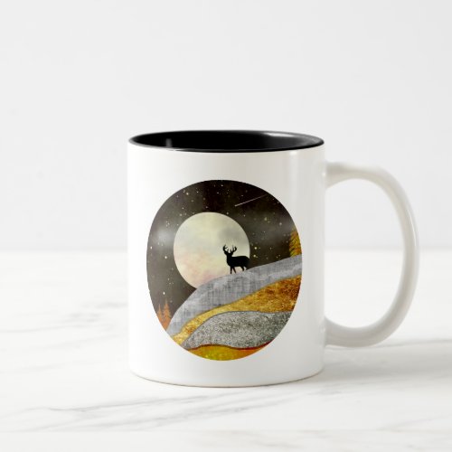 Deer Moon Landscape Two_Tone Coffee Mug