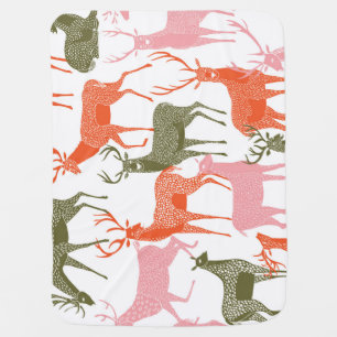 Deer Motif: Decorative Seamless Pattern Baby Blanket
