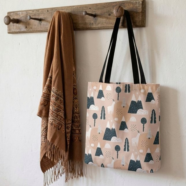 Deer mountain cute illustrated tote bag (Creator Uploaded)