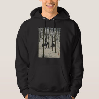 Deer Nara Forest Snow Winter Aspen Japanese Ukiyo  Hoodie