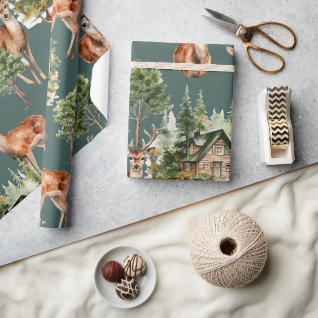Deer Nature Wildlife Rustic Holiday Christmas Wrapping Paper (Crafts)