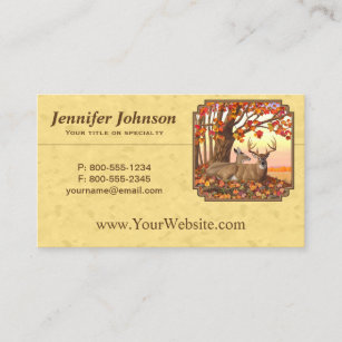 Deer New England Maple Tree Autumn Yellow Business Card