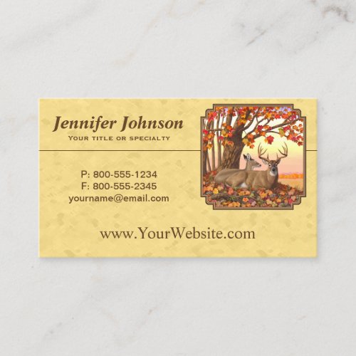 Deer New England Maple Tree Autumn Yellow Business Card