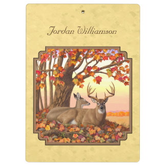 Deer New England Maple Tree Autumn Yellow Clipboard