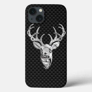 Deer on Carbon Fiber Style Print iPhone 13 Case