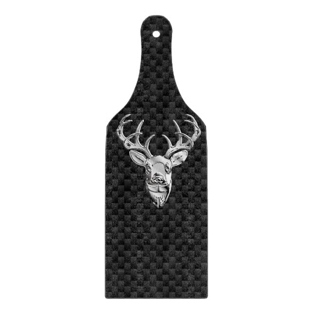 Deer on Carbon Fiber Style Print Cutting Board (Front)