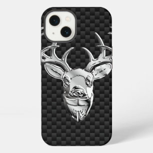Deer on Carbon Fiber Style Print iPhone 13 Case