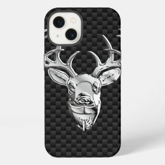 Deer on Carbon Fiber Style Print iPhone 13 Case