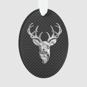 Deer on Carbon Fiber Style Print Ornament