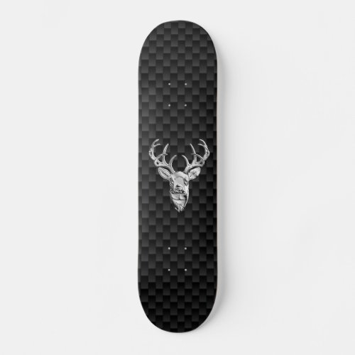 Deer on Carbon Fiber Style Print Skateboard Deck