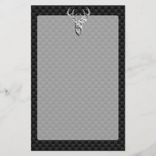 Deer on Carbon Fiber Style Print Stationery