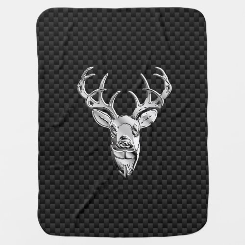 Deer on Carbon Fiber Style Print Stroller Blanket