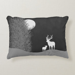 Deer on Moon Lit Hill Accent Pillow