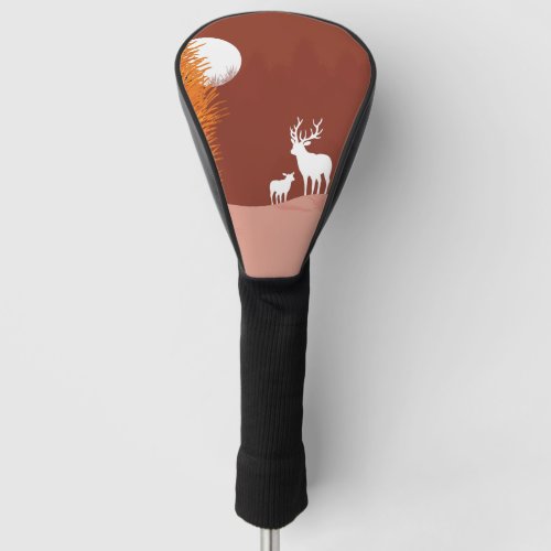 Deer on Moon Lit Hill  Golf Head Cover