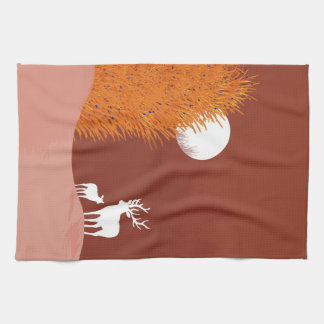 Deer on Moon Lit Hill  Kitchen Towel
