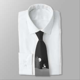 Deer on Moon Lit Hill  Neck Tie