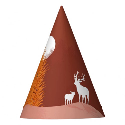 Deer on Moon Lit Hill  Party Hat
