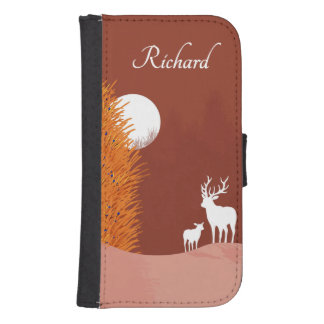 Deer on Moon Lit Hill Personal Galaxy S4 Wallet Case