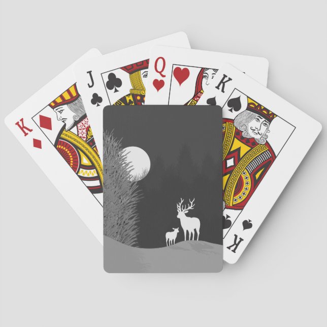 Deer on Moon Lit Hill  Poker Cards (Back)