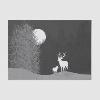 Deer on Moon Lit Hill  Tissue Paper