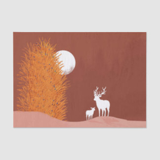 Deer on Moon Lit Hill  Tissue Paper