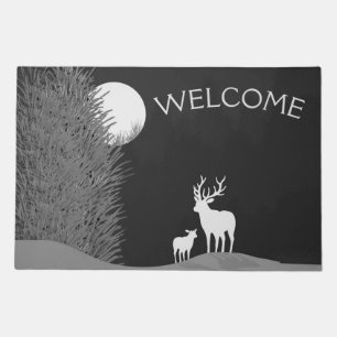Deer on Moon Lit Hill Welcome Doormat