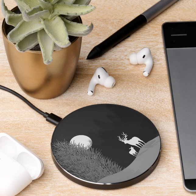Deer on Moon Lit Hill  Wireless Charger (Desk 2)