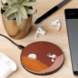 Deer on Moon Lit Hill Wireless Charger