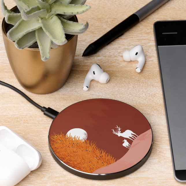 Deer on Moon Lit Hill  Wireless Charger (Desk 2)