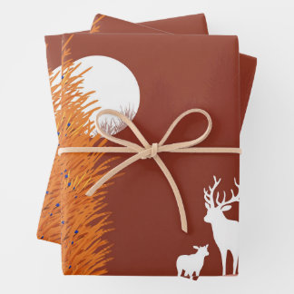 Deer on Moon Lit Hill  Wrapping Paper Sheets