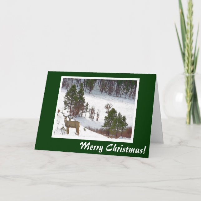 Deer on Mountain Christmas Card (Front)
