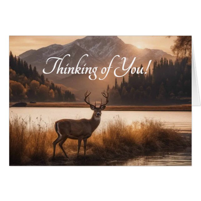 Deer on Mountain Lake Blank Inside Cards (Front Horizontal)
