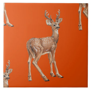 Deer on red ceramic tile