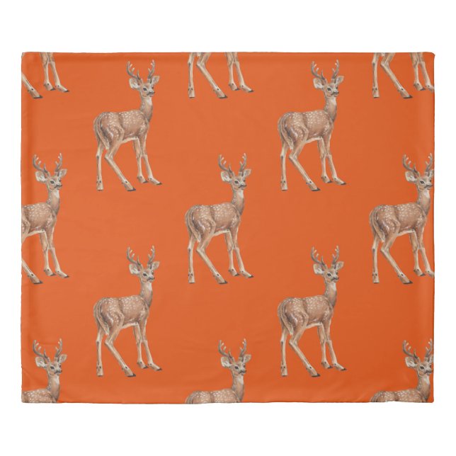Deer on red duvet cover (Front)
