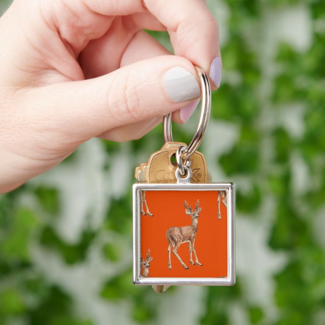 Deer on red keychain (Hand)