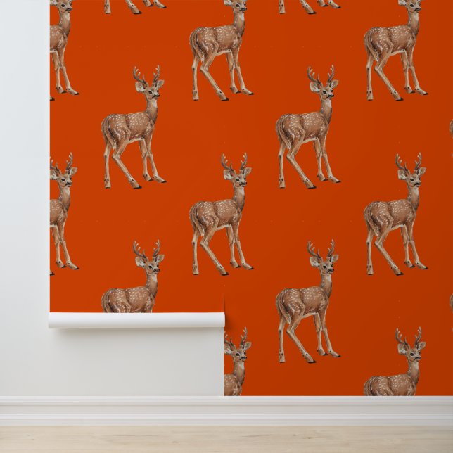 Deer on red wallpaper  (Application)