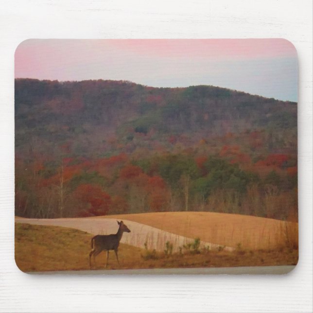 Deer on sunset golf course mouse pad (Front)