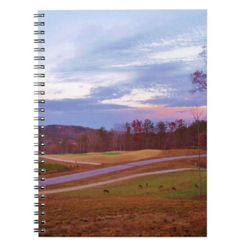 Deer on sunset golf course notebook