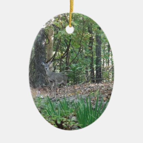 Deer on the Edge of the Woods Ceramic Ornament