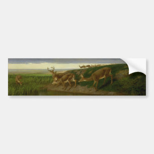 Deer on the Prairie (by William Holbrook Beard) Bumper Sticker