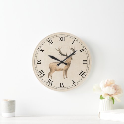 Deer on Vintage Cream Wall Clock