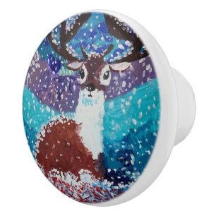Deer Painting Ceramic Knob