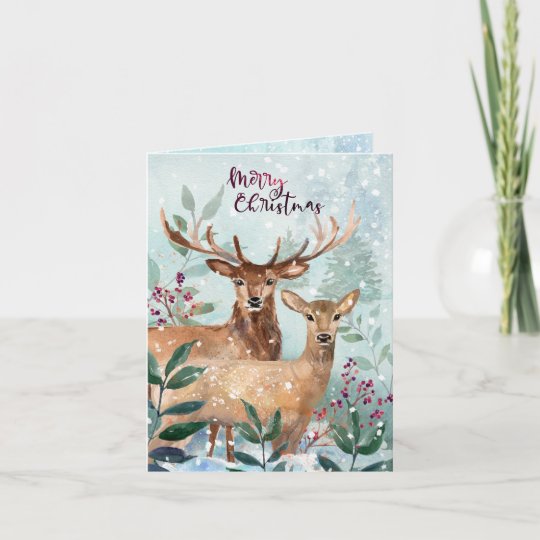 Deer Pair Christmas Card | Zazzle.com