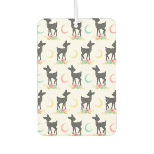 Deer Pattern, Baby Deer, Boho, Flowers, Moon Air Freshener