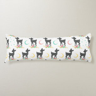 Deer Pattern, Baby Deer, Boho, Flowers, Moon Body Pillow