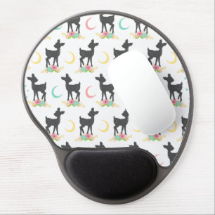 Deer Pattern, Baby Deer, Boho, Flowers, Moon Gel Mouse Pad